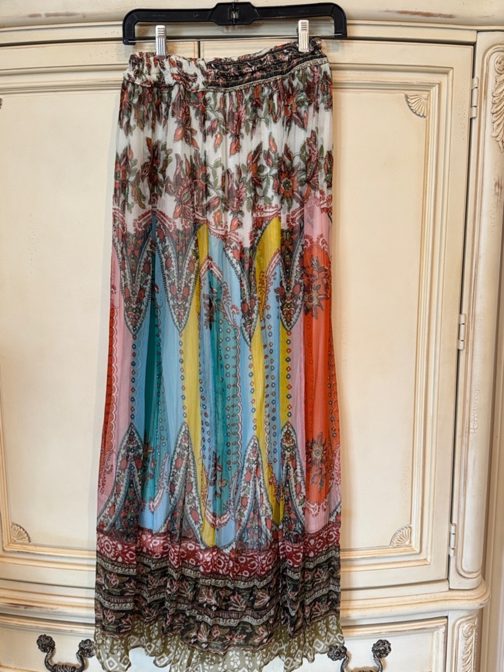 Vince Camuto Multicolor Floral Pleated Maxi Skirt